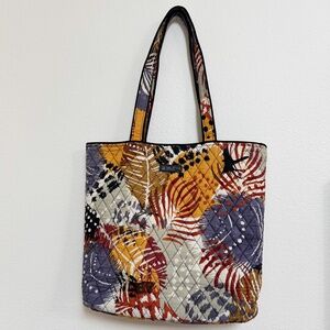 VERA BRADLEY painted feathers beautiful multicolor tote - orange/purple